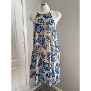 Fab'rik Floral Print Halter Dress  Sleeveless,Casual Summer‎ Dress Large